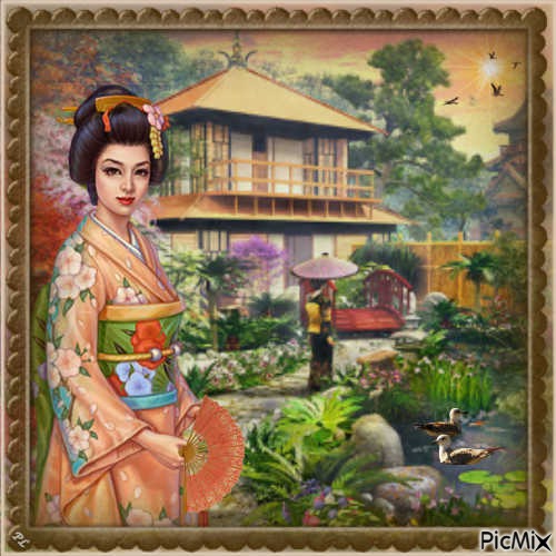 La Geisha dans son jardin - contest - PNG gratuit