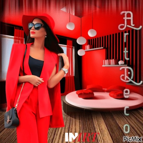 Lady in rot - PNG gratuit