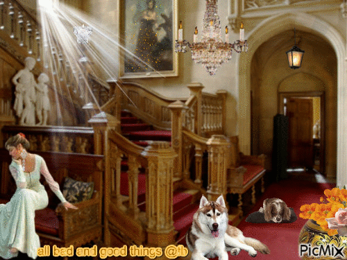 castle dog woman - Darmowy animowany GIF