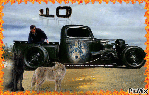 AMERICAN HOTROD WITH WOLVES MY HOBBIES - Gratis animerad GIF