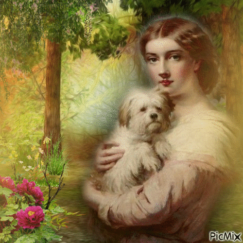 Woman with Dog - Бесплатни анимирани ГИФ