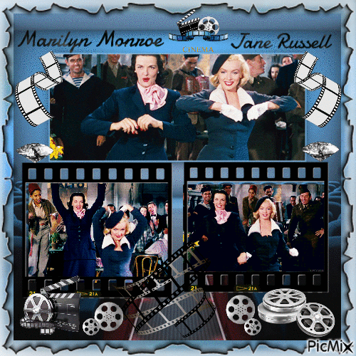 Marilyn Monroe & Jane Russell, Actrices américaines - GIF animé gratuit