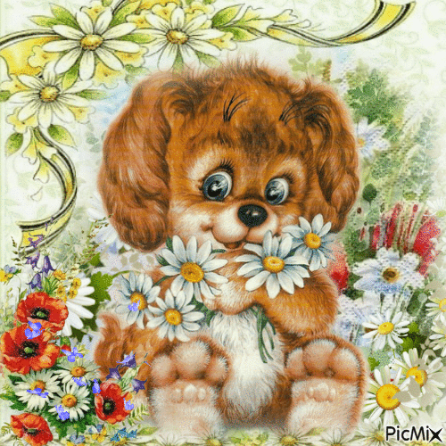 chien marguerite - Free animated GIF