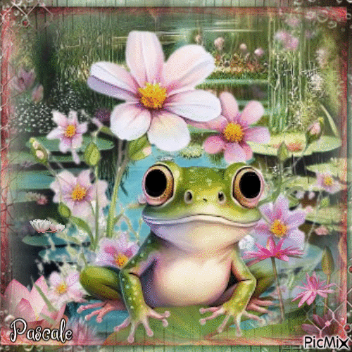 La jolie grenouille verte - GIF animé gratuit
