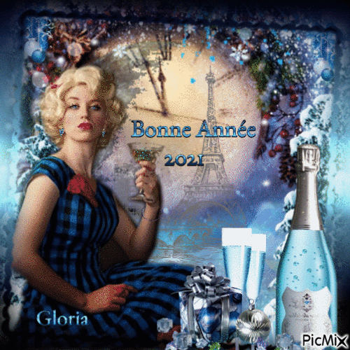 Femme du nouvel an en bleu - Zdarma animovaný GIF