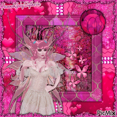 {(Pink Queen Fairy in the Forest)} - Бесплатни анимирани ГИФ