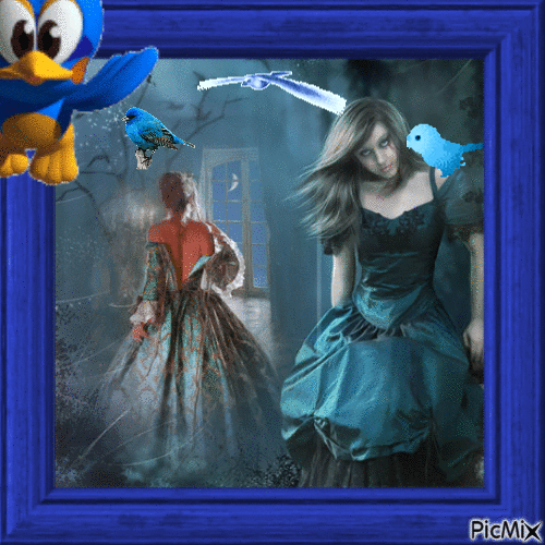 A mulher de azul - Darmowy animowany GIF