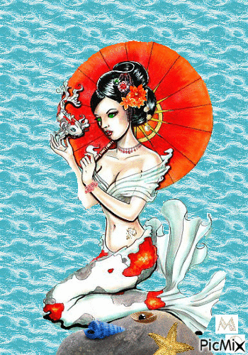 Geisha Mermaid - GIF เคลื่อนไหวฟรี