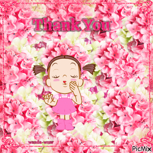Thank you -girl-roses-pink - Darmowy animowany GIF
