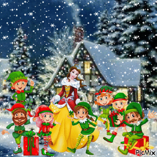 princesa y elfos - GIF animado gratis