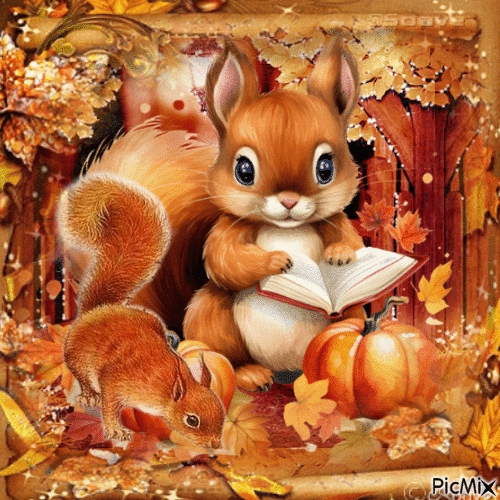 Ecureuils en automne...concours - GIF animate gratis