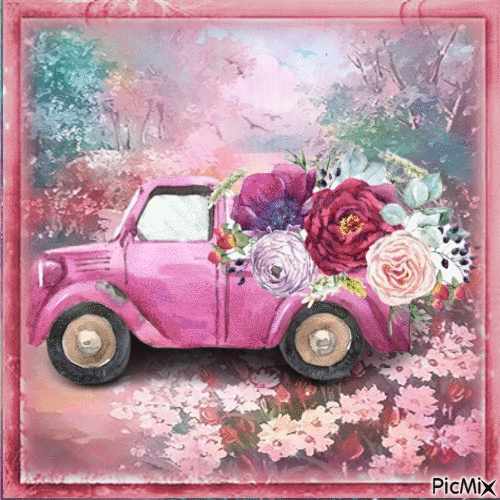 Car flowers - GIF animate gratis