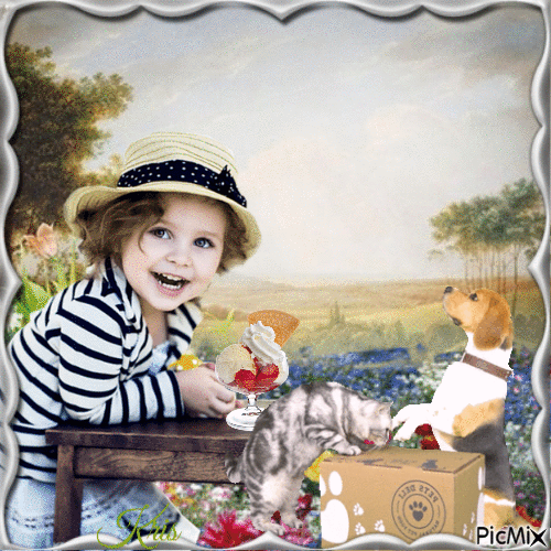 Enfant et animal - Ingyenes animált GIF