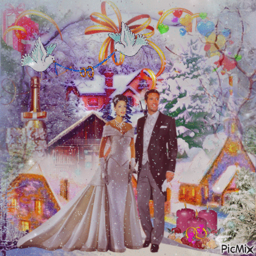 Romantique mariage d'hiver - Безплатен анимиран GIF