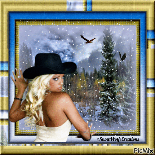 Winter Scene And Country Girl - Bezmaksas animēts GIF