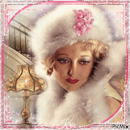 Femme vintage - Tons roses et beiges - GIF animé gratuit
