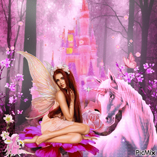 Fantasy in pink and purple - GIF animé gratuit