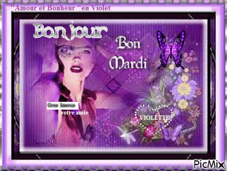 Amour et bonheur en violet - Animovaný GIF zadarmo