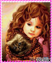 Little Girl And Her Kitty! - Бесплатни анимирани ГИФ