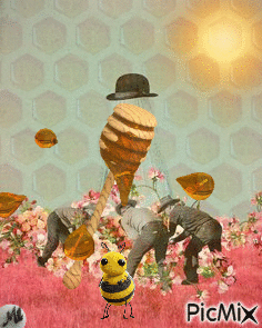 Un pco de miel y flores - GIF animado grátis