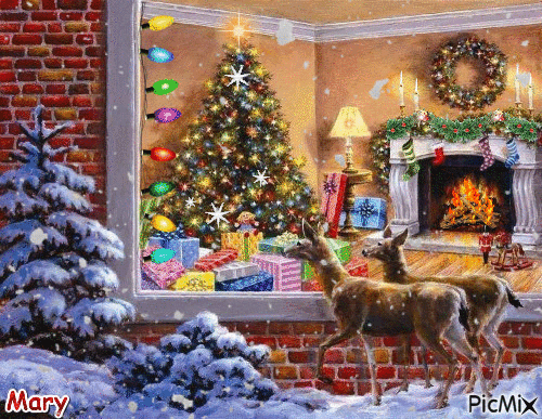 Christmas scene - Бесплатни анимирани ГИФ