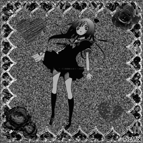 Black White Anime - Бесплатный анимированный гифка