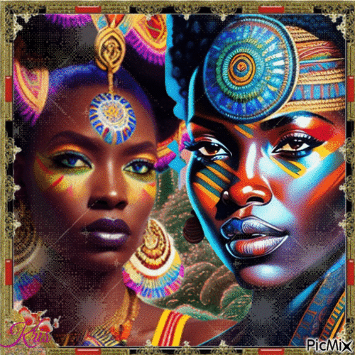 Deux visages de femmes tatouées - Darmowy animowany GIF