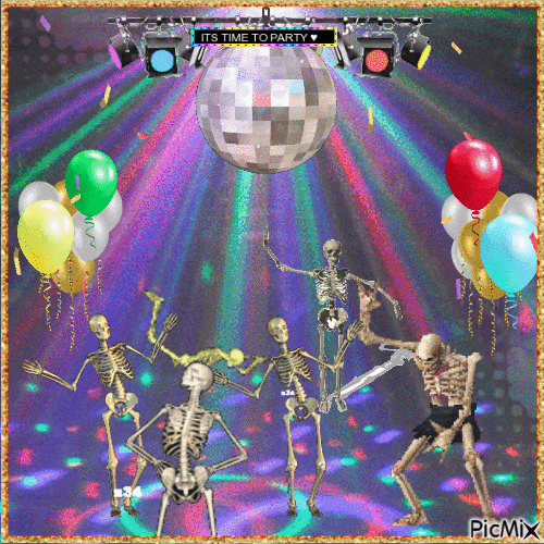 skeleton party - GIF animado grátis
