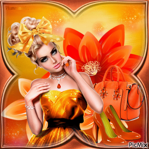 Belle en orange. - Zdarma animovaný GIF