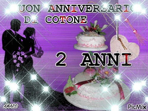 BUON ANNIVERSARIO DI COTONE 2 ANNI - 無料のアニメーション GIF