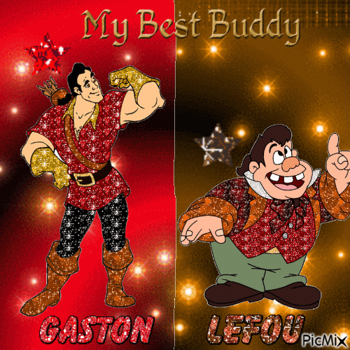 Gaston and LeFou From Beauty and the Beast - GIF animé gratuit