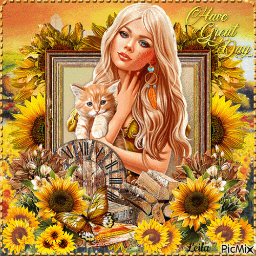 Have a Great Day. Sunflowers - GIF animado gratis