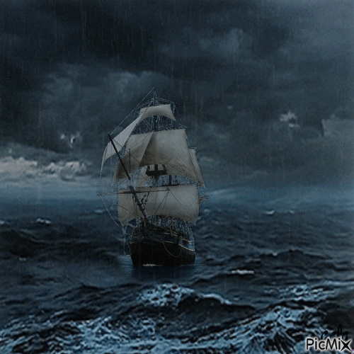 Буря в морето - GIF animado grátis