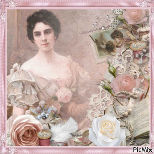 Woman vintage pink - zdarma png