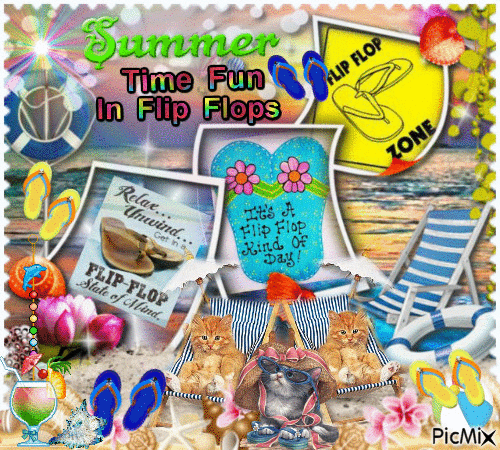 Summer Time Fun In Flip Flops - Безплатен анимиран GIF