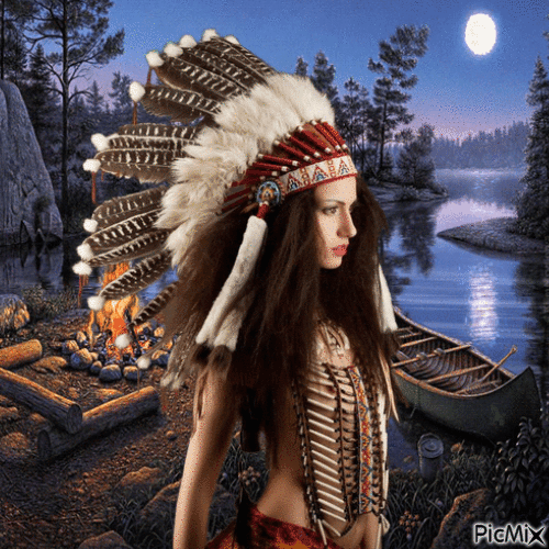 Native American woman - GIF animé gratuit