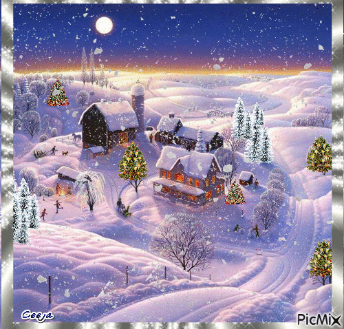 Snow village - GIF animasi gratis