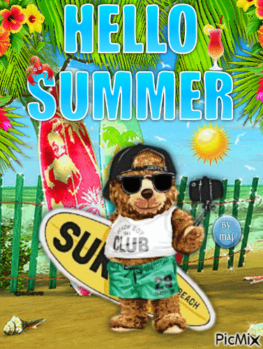 Hello Summer - GIF animasi gratis