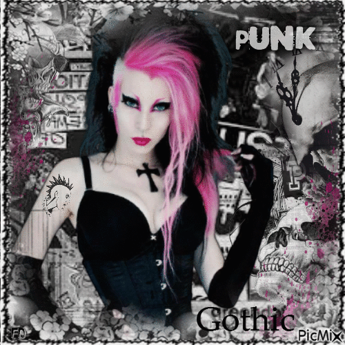 Punk-Gothic Girl - Бесплатный анимированный гифка