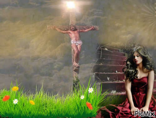 jesus  and woman - zdarma png