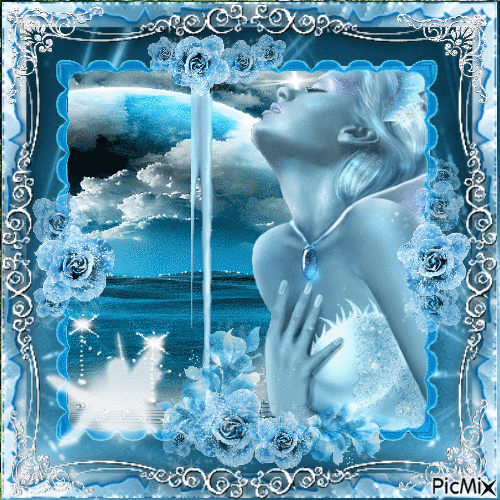 Fantasia en bleu et blanc - GIF animé gratuit