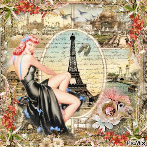 Amor de París - Vintage - Gratis animerad GIF