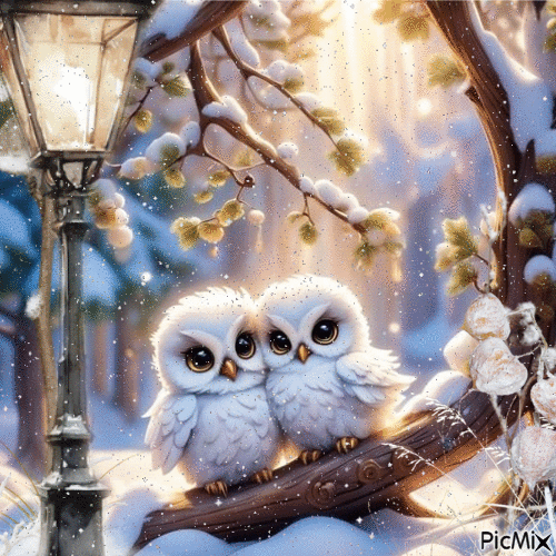 Niedliches Tier im Winter, mit Schnee - 無料のアニメーション GIF