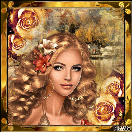 Portrait in autumn colors... - Бесплатни анимирани ГИФ
