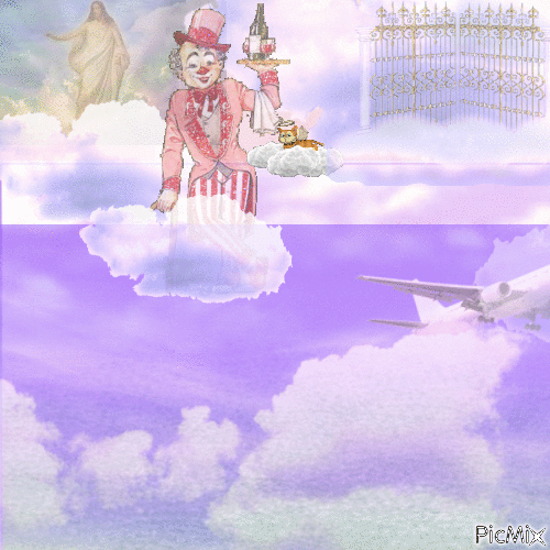 clown in heaven - Gratis animerad GIF