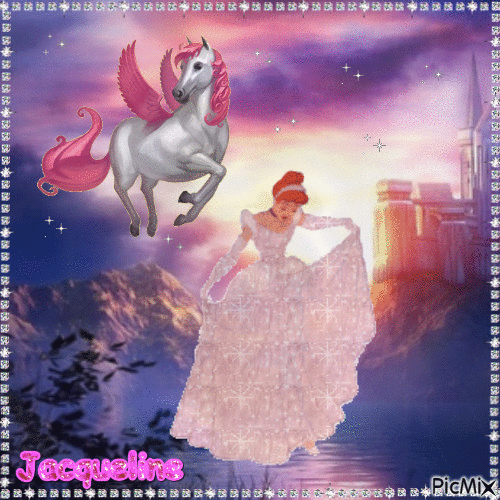 princesse et  son cheval volant - Zdarma animovaný GIF