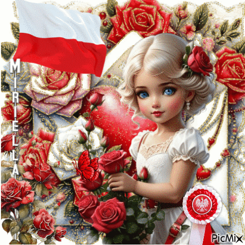 Contest!Drapeau rouge et blanc de la Pologne - Animovaný GIF zadarmo
