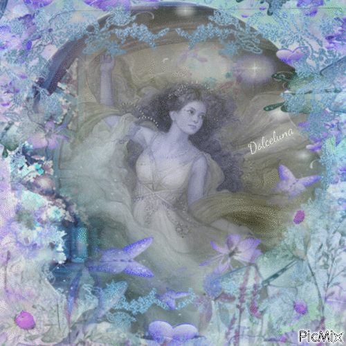 magic fairy lady in blue tones - Gratis animeret GIF