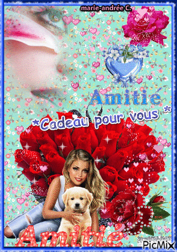* Roses -- Carte "Amitié" -- * - GIF เคลื่อนไหวฟรี