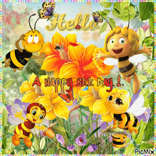 A happy bee day ! - Бесплатный анимированный гифка
